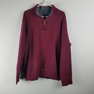 LANDS END SWEATER XL 46 48 Maroon Quarter Zip